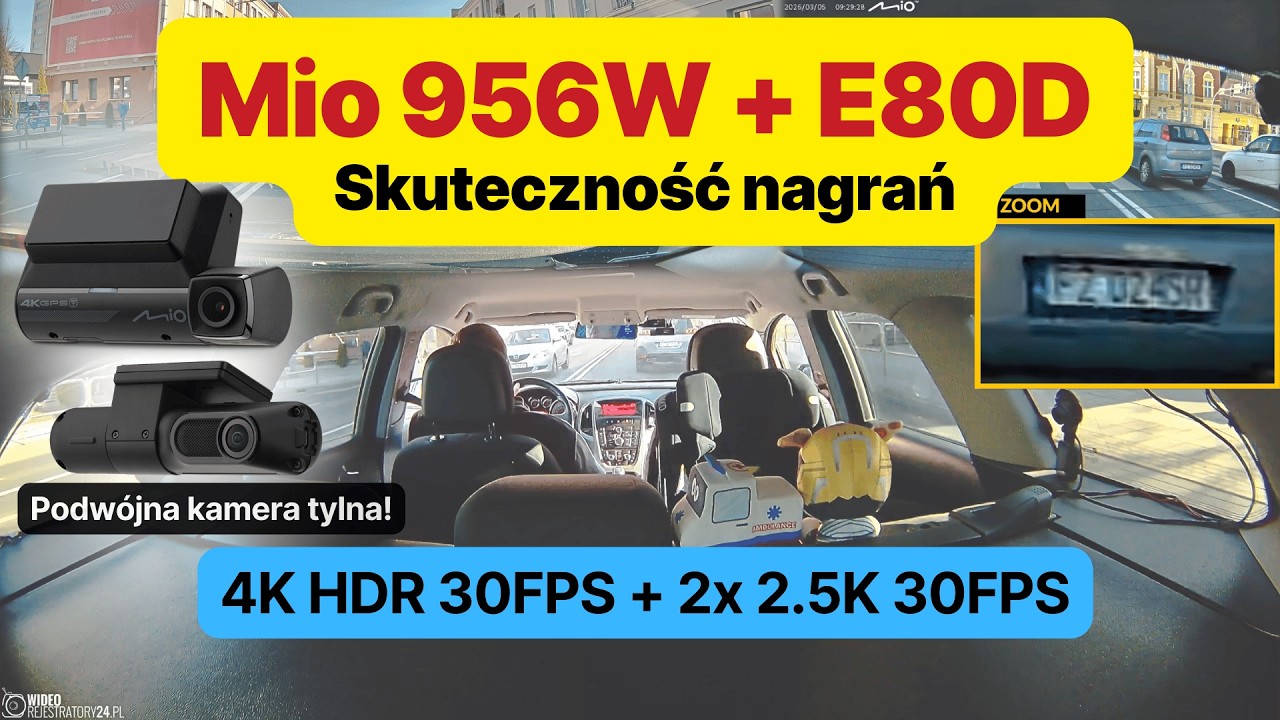 Kamera samochodowa Mio MiVue 956W + E80D @ 4K + 2x2.5K