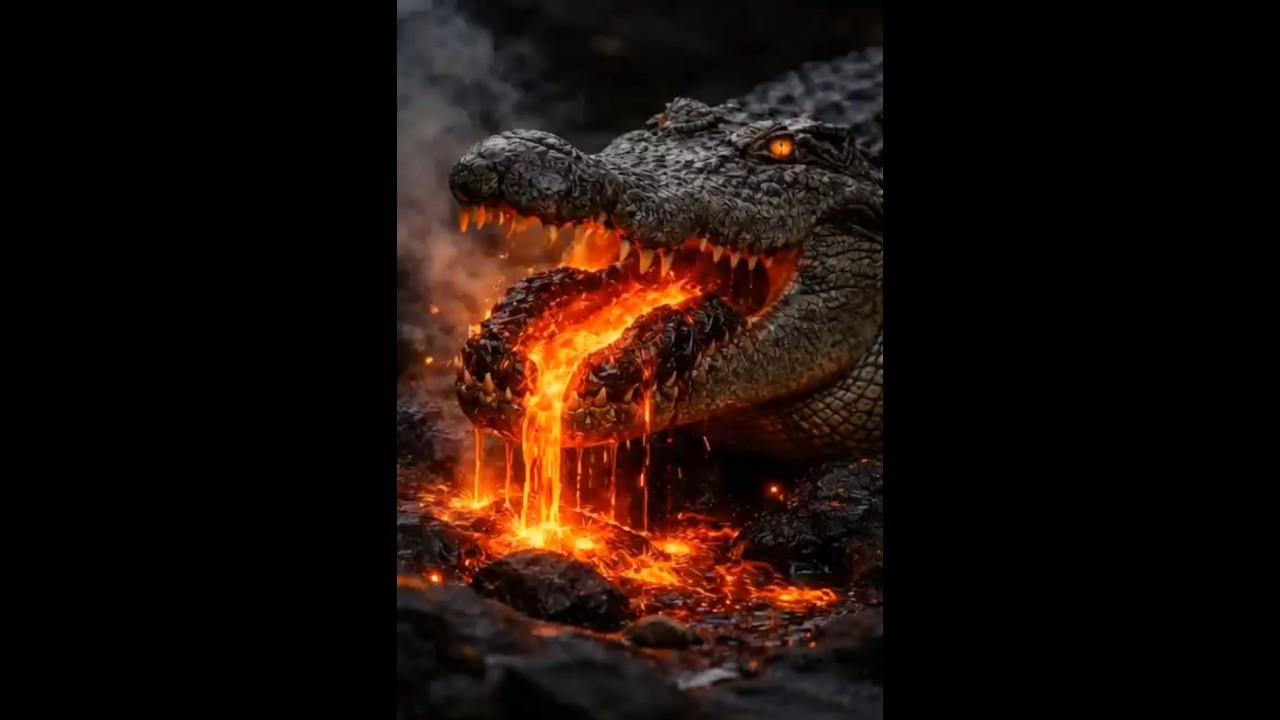 crocodile 🐊 eating lava video 