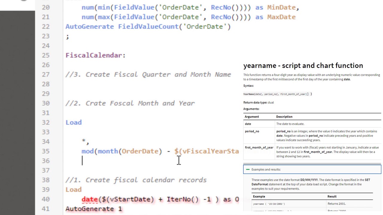 QlikView or Qlik Sense Fiscal Calendar