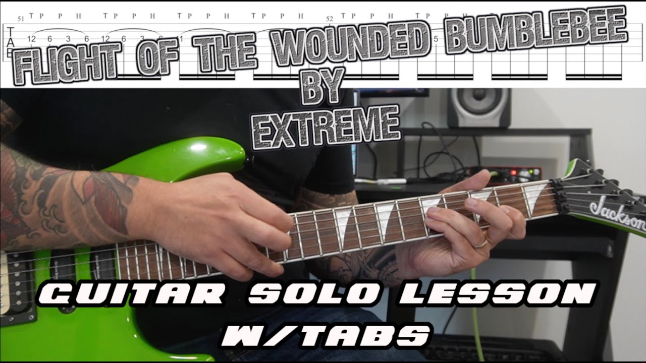 How to play ‘Flight of the Wounded Bumblebee’ by Extreme Guitar Solo Lesson w/tabs