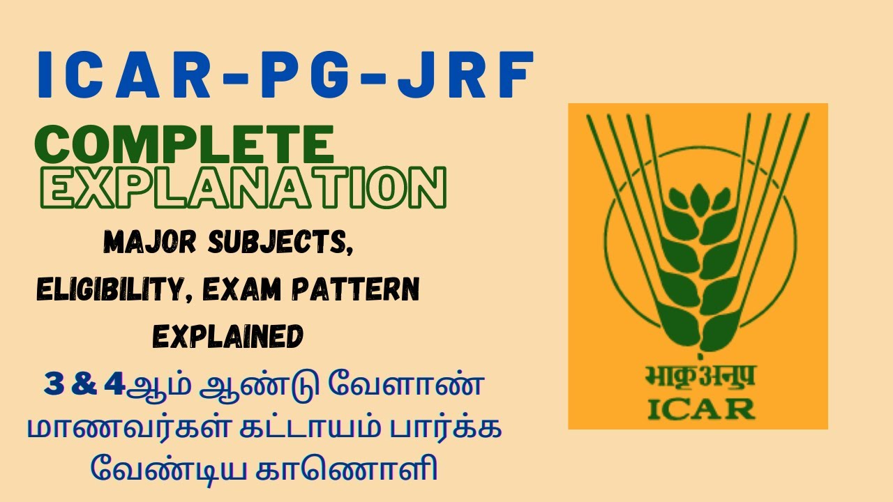ICAR PG JRF EXAM EXPLAINED|JRF/SRF|JRF EXAM QUESTION PATTER, ELIGIBILITY, MAJOR SUBJECTS EXPLAINED
