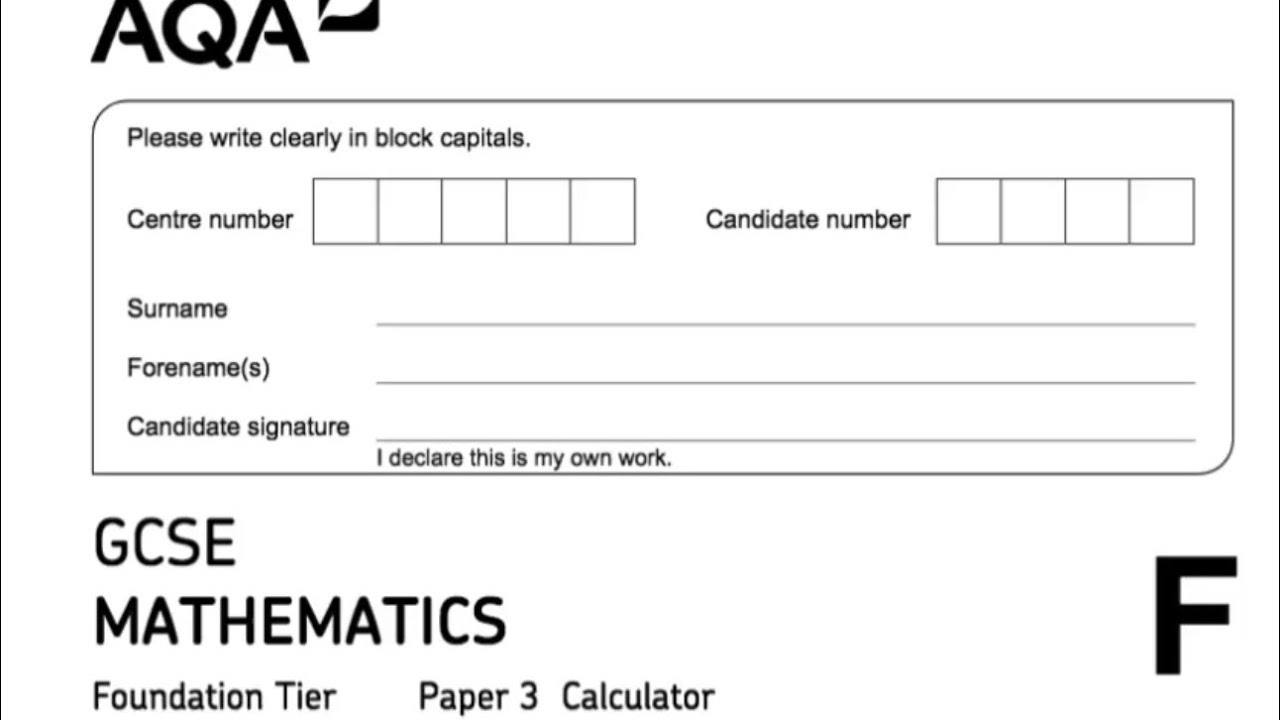 AQA GCSE maths Foundation paper 3 calculator. Nov 2023. Complete Answers 