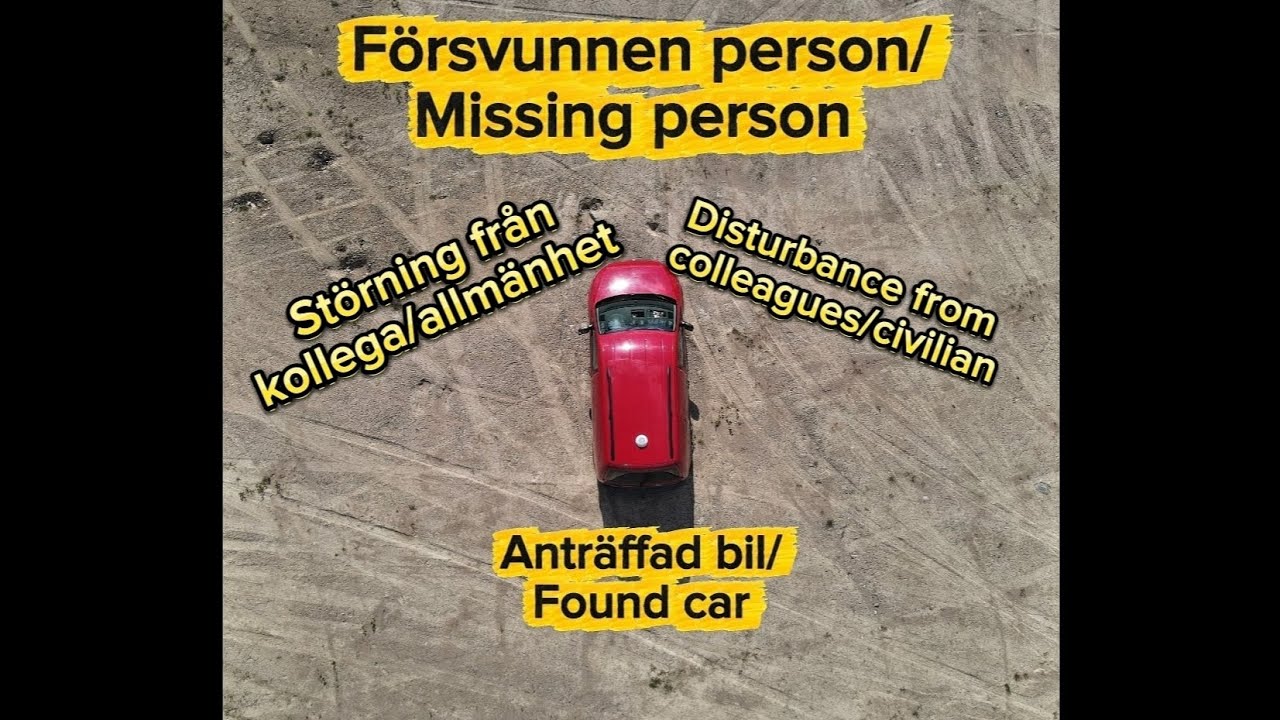 Försvunnen person. Närsök vid bil. Missing person. Close search at car.