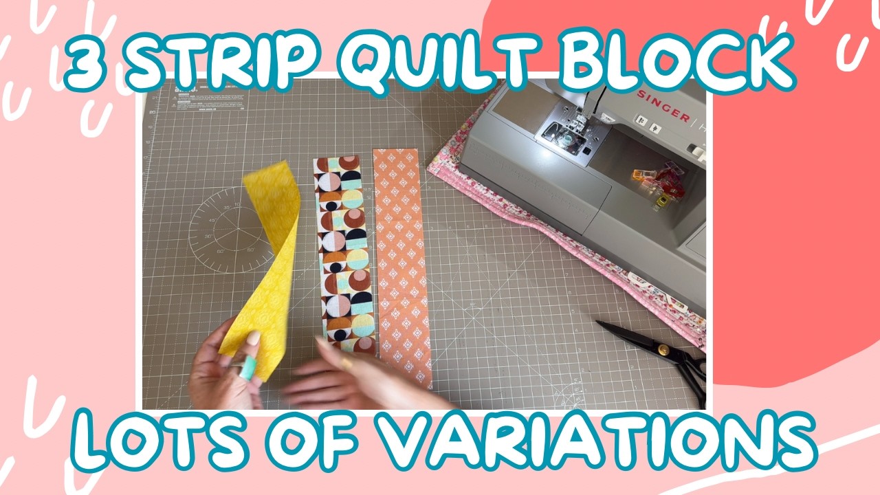 Easy beginner quilt block pattern from jelly roll strips or scrap fabric
