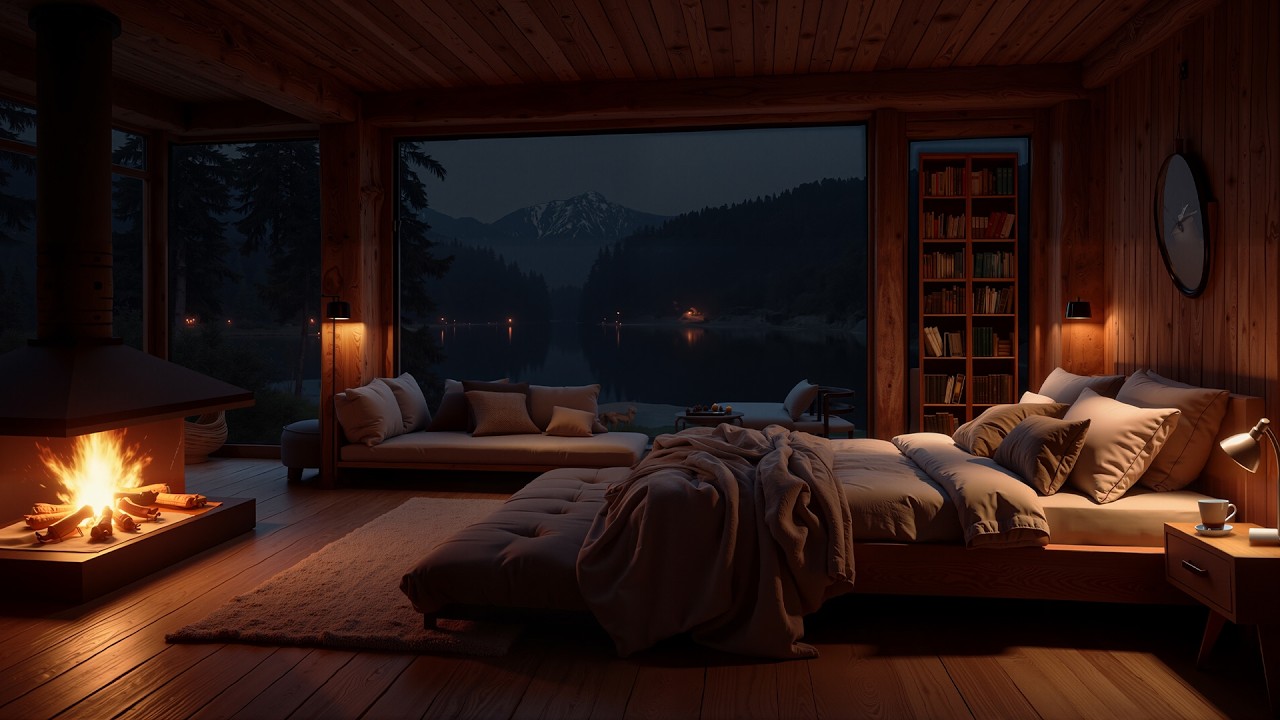 No Ads Fall Asleep Fast with Sounds Rain 🌙 Relieve & Goodbye Stress with Heavy Rain, Crackling Fire