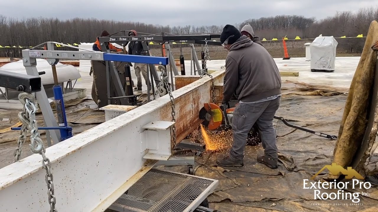 Flat Roof Replacement Prep- Remove old mechanical equipment and unused stacks