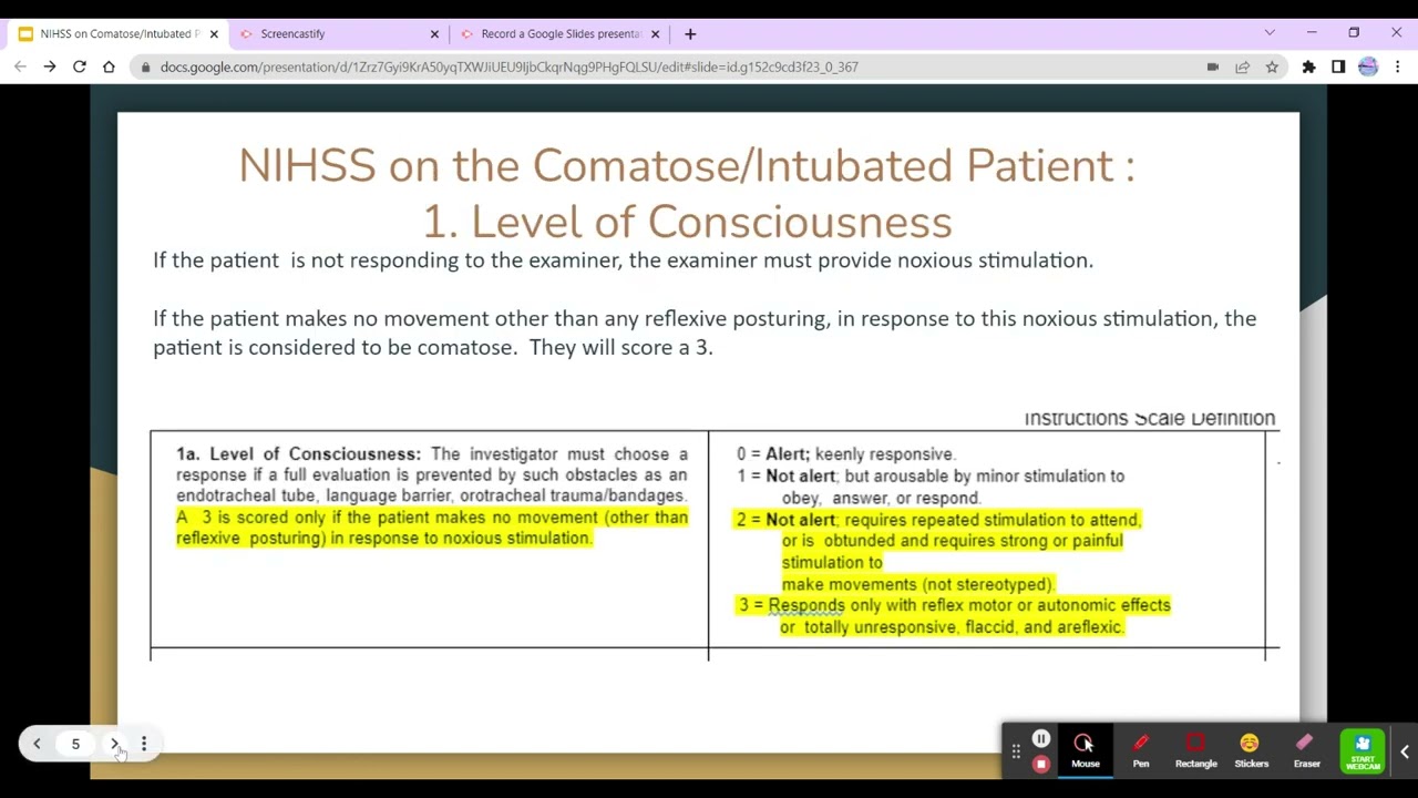 NIHSS Comatose Intubated Patient