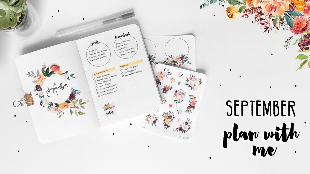 PLAN WITH ME | September 2017 Bullet Journal Setup | Fall Flower Theme