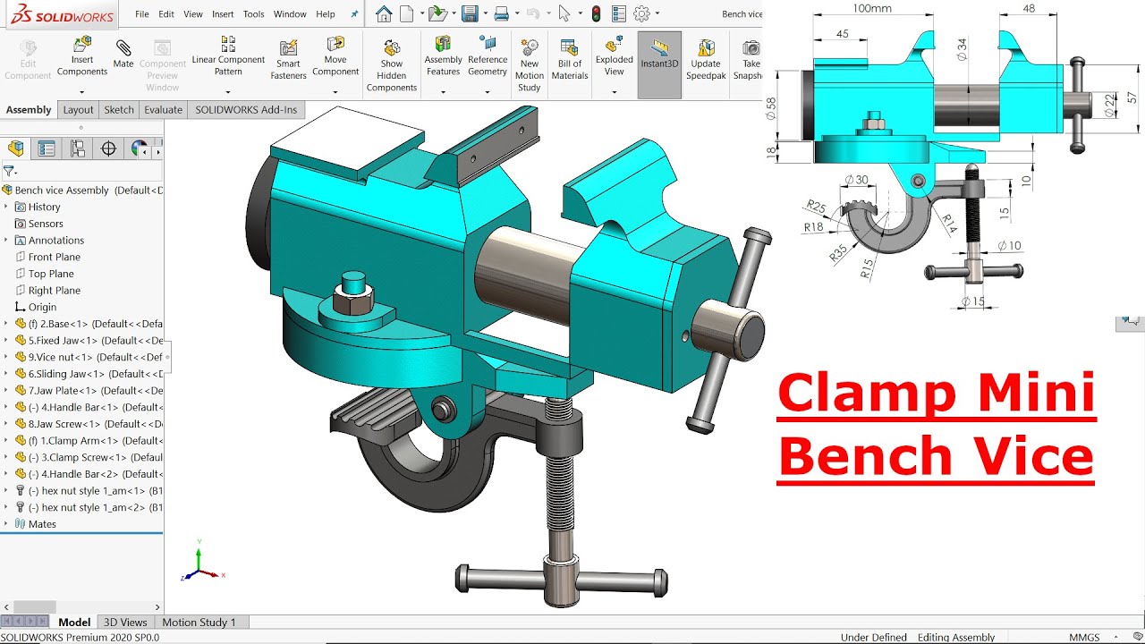 SolidWorks Tutorial Clamp Mini Bench Vice