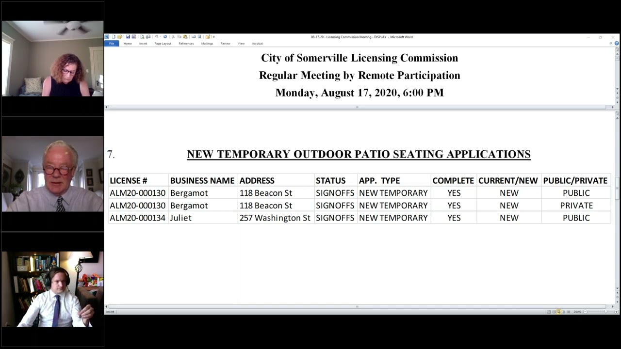 Licensing Commission Meeting 8-17-20