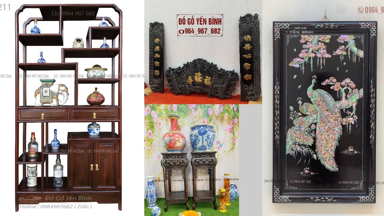 Báo giá tủ bày đồ như ý,tranh khảm phu thê viên mãn,cuốn thư câu đối mini,đôn cá chép