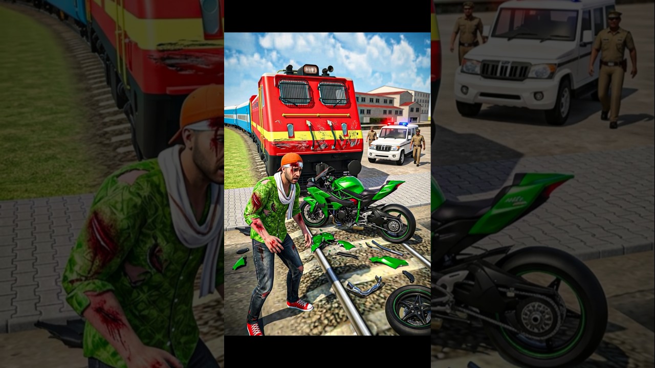 Franklin Bought Ninja H2R And Train Accident In Indian Theft Auto Simulator Game #shorts #shortvideo