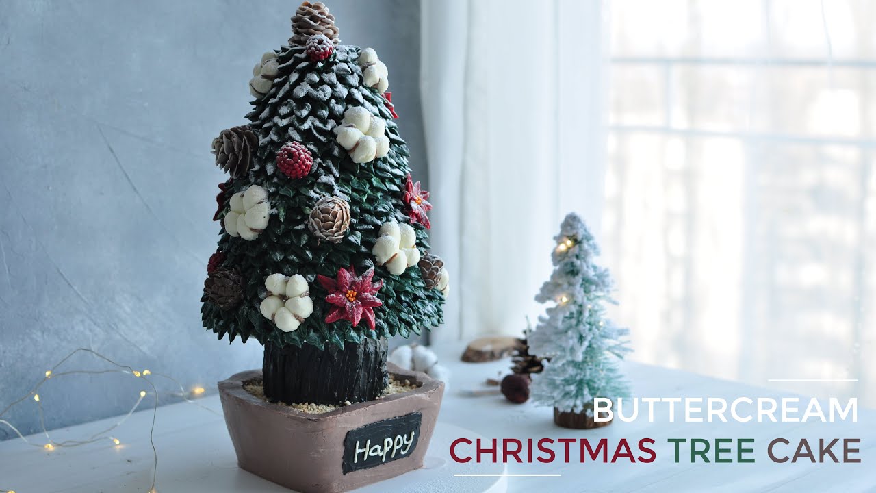 Buttercream Christmas Tree Cake Tutorial – Hướng dẫn trang trí bánh cây thông Noel