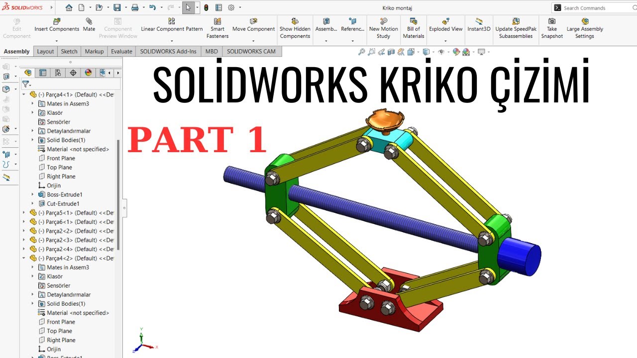 SolidWorks Kriko Tasarımı