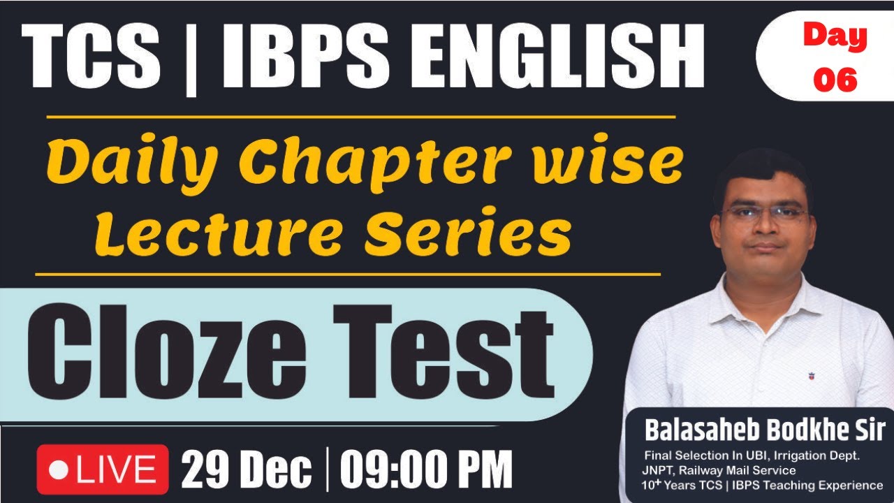 TCS | IBPS ENGLISH - Daily Chapter Wise Lecture Series | | Day - 06 | BY Balasaheb Bodkhe Sir