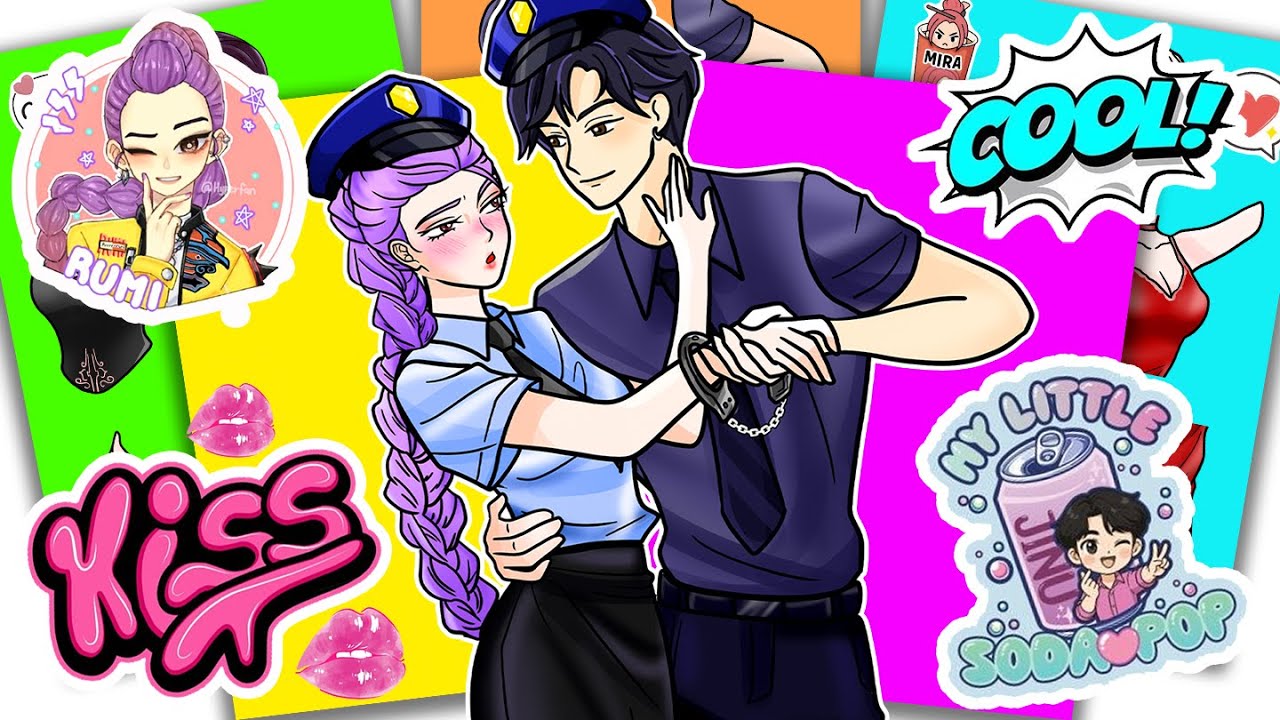 [4K] KPOP DEMON HUNTERS - Police Couple JINU And RUMI&hearts;️HUNTR/X & SAJA BOYS&hearts;️Sticker Book PAPER