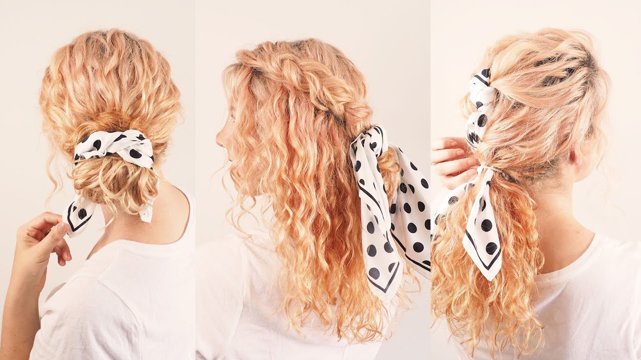3 easy curly hairstyles with a scarf