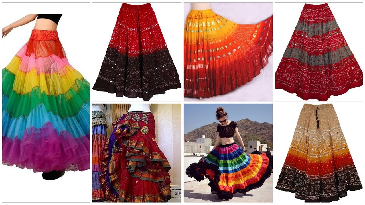 Trendi & 54 awesome chunri + mirror work skirts designes for girls