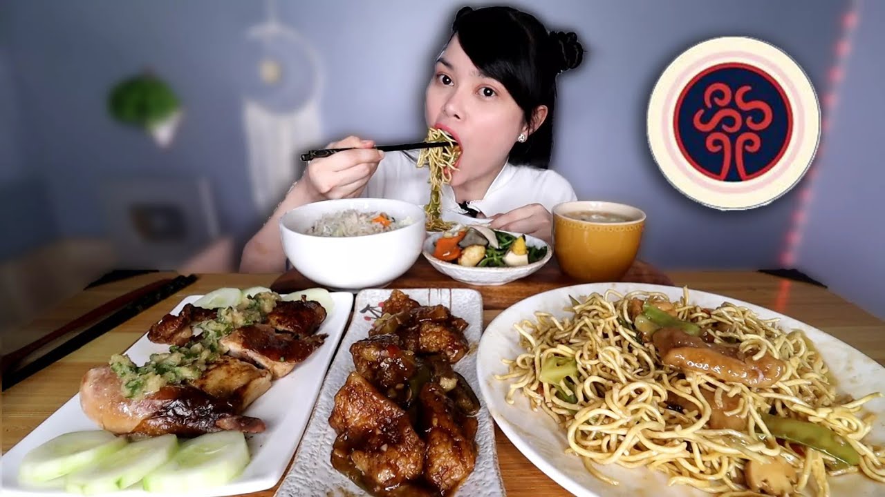 CHINESE FOOD MUKBANG | crispy noodles, 8 treasures soup, soy chicken etc.