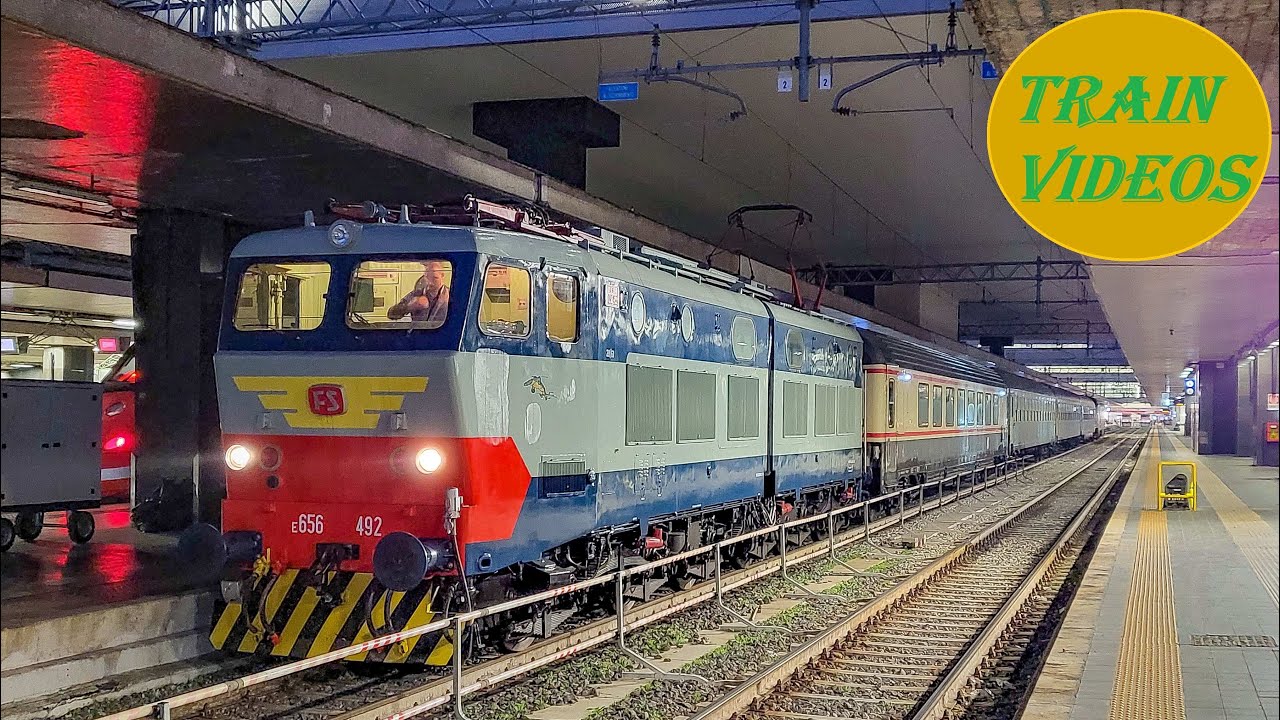 Caimano E656.492 per Milano: Arrivo e Partenza da Roma Termini dell'Invio Storico