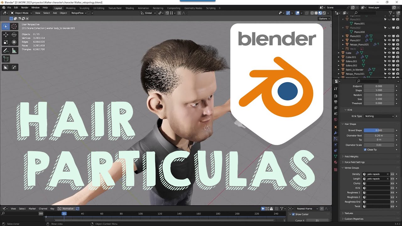 tutorial cabello en blender
