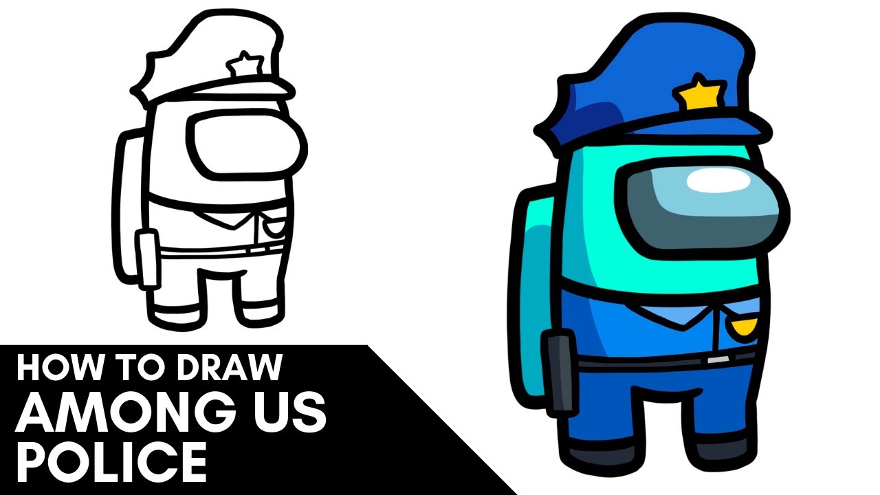 How To Draw Among Us Police Bundle Crewmate | Easy Step By Step Drawing Tutorial