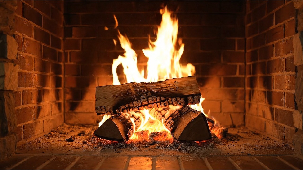 Cozy Indoor Fireplace Ambience | Crackling Fire Background Sounds for Relaxation