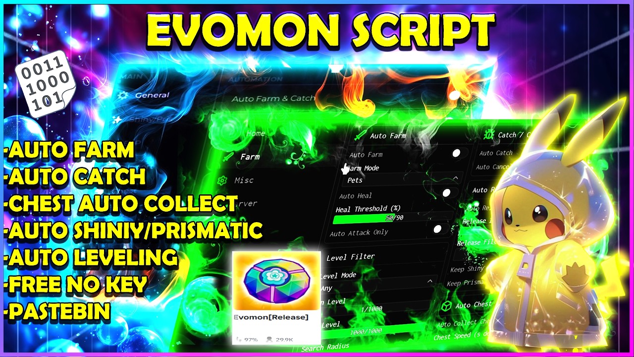EVOMON SCRIPT OP 2026 PASTEBIN! 🚀 AUTO FARM + AUTO CATCH + AUTO SHINY/PRISMATIC | FREE NO KEY 🔥