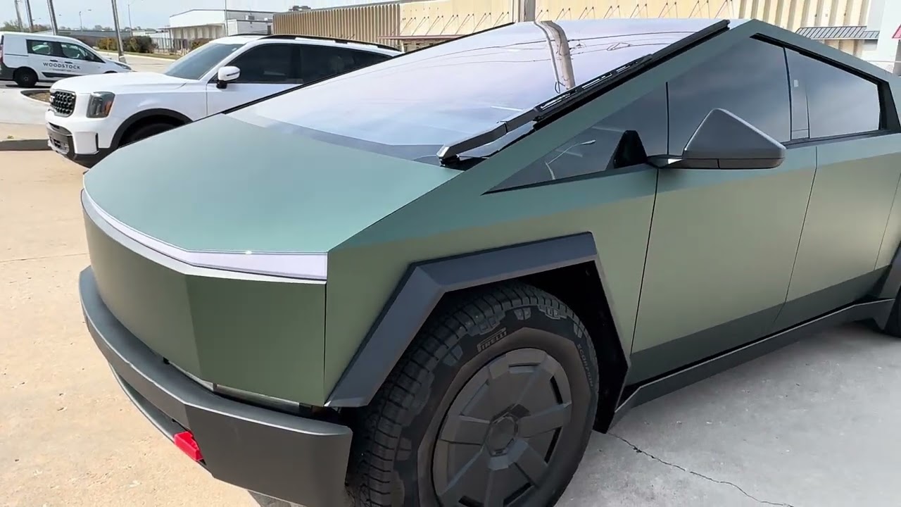 Tulsa Auto Wraps | White Glove Auto | Tesla Cyber Truck | 3M Matte Metalic Green | Walk-around.
