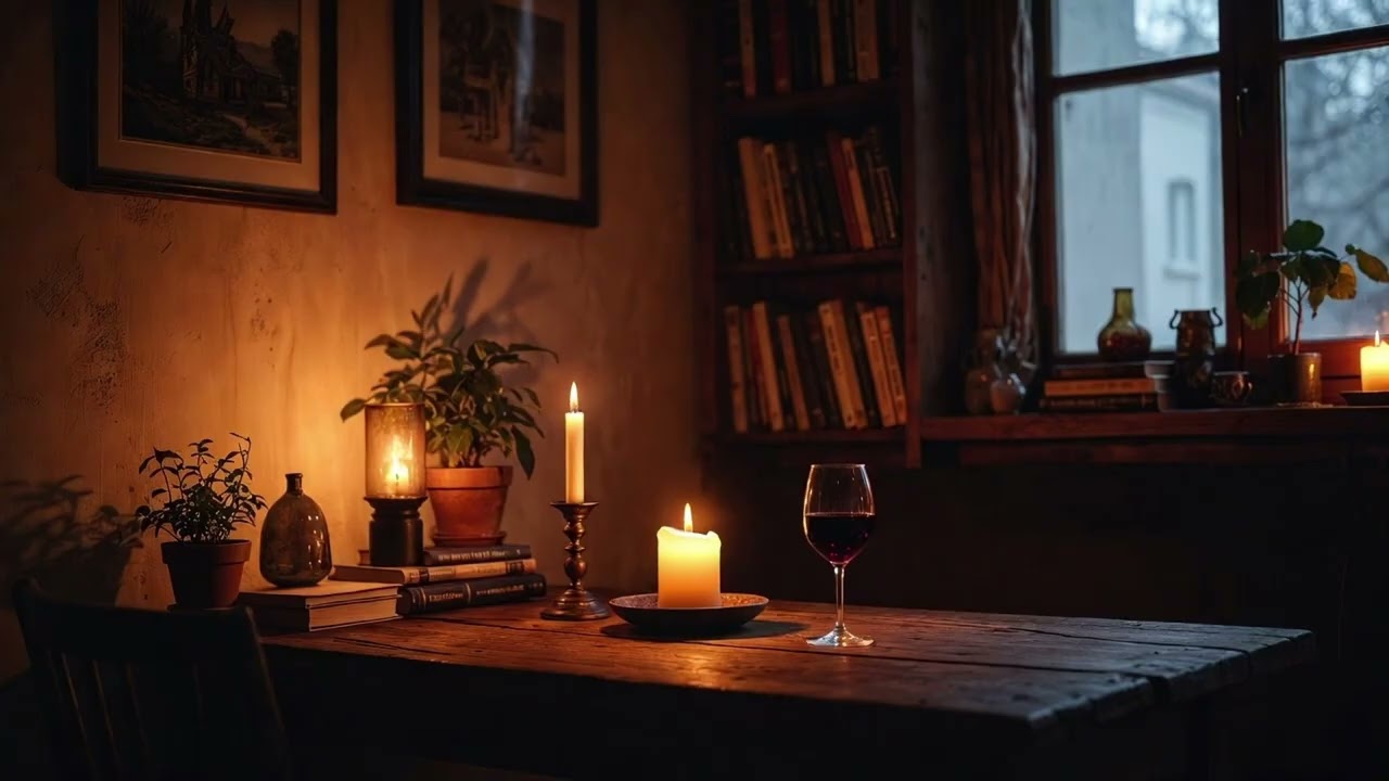 Cozy Candlelight 1950s Jazz Night — Relaxing Vintage Apartment Ambience