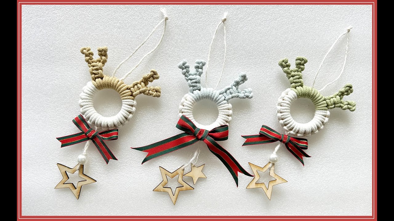 DIY Macrame Xmas Reindeer Ornament 001 🎄Doré26 Studio【金色26工作室】