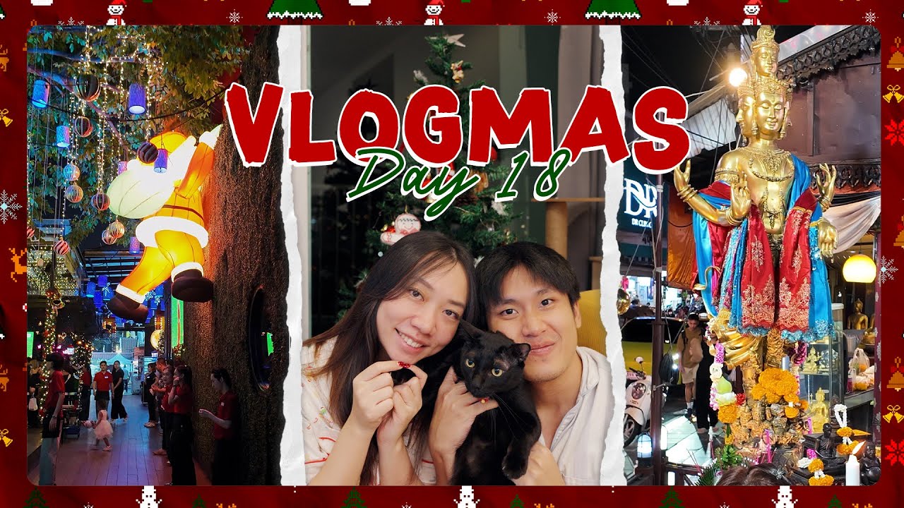 曼谷Vlogmas EP.18🎄我們家終於有聖誕樹了❄️去吃想念的台灣菜、年尾和朋友去拜拜祈福