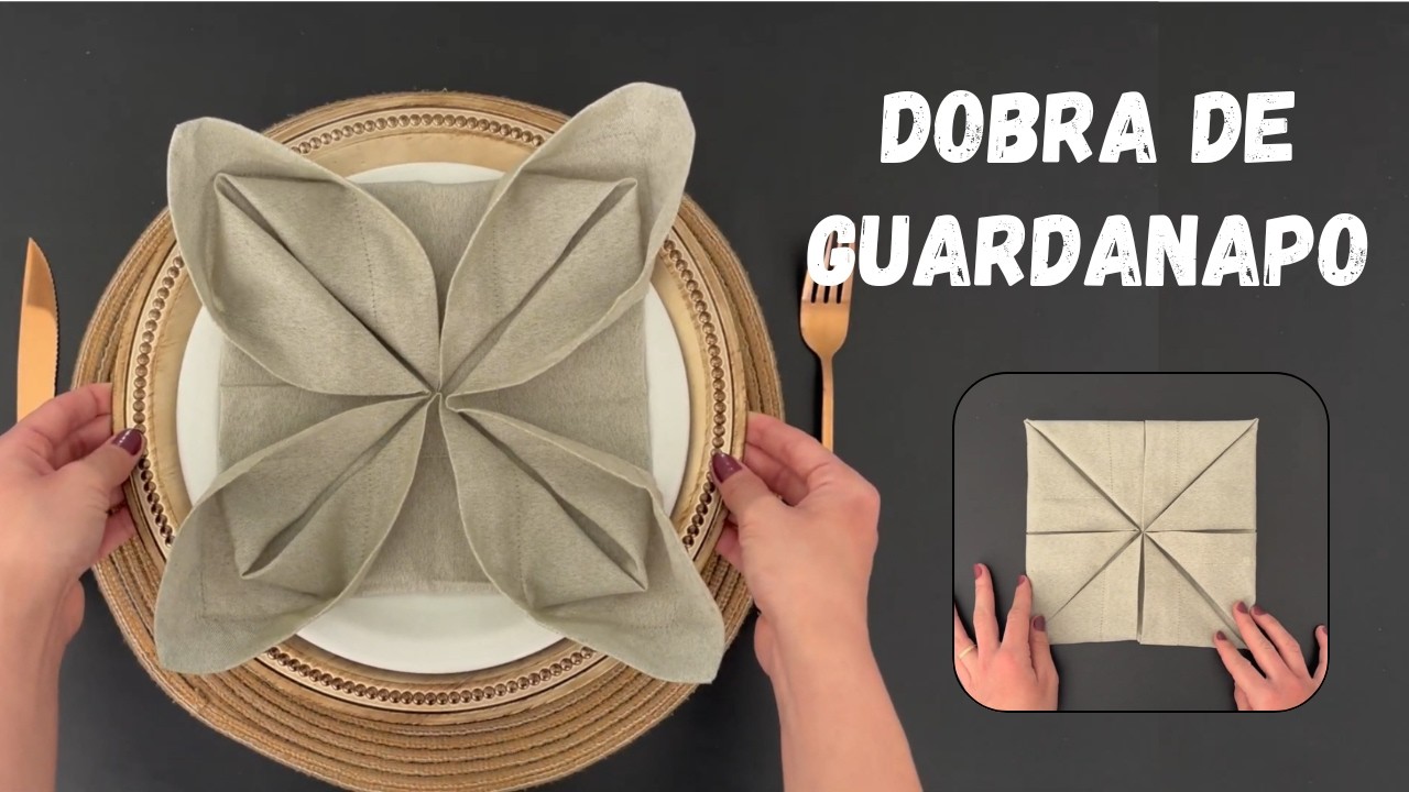 Dobra de Guardanapo Flor de L&oacute;tus 🪷 | Mesa Posta Elegante e F&aacute;cil Passo a Passo