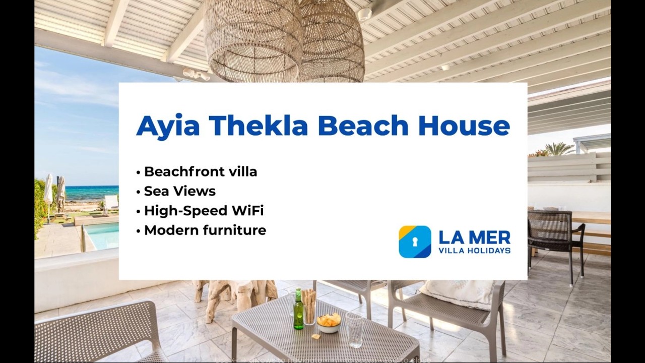 Ayia Thekla Beach House | Beachfront 3 Bedroom Villa in Ayia Napa Cyprus with Private Pool