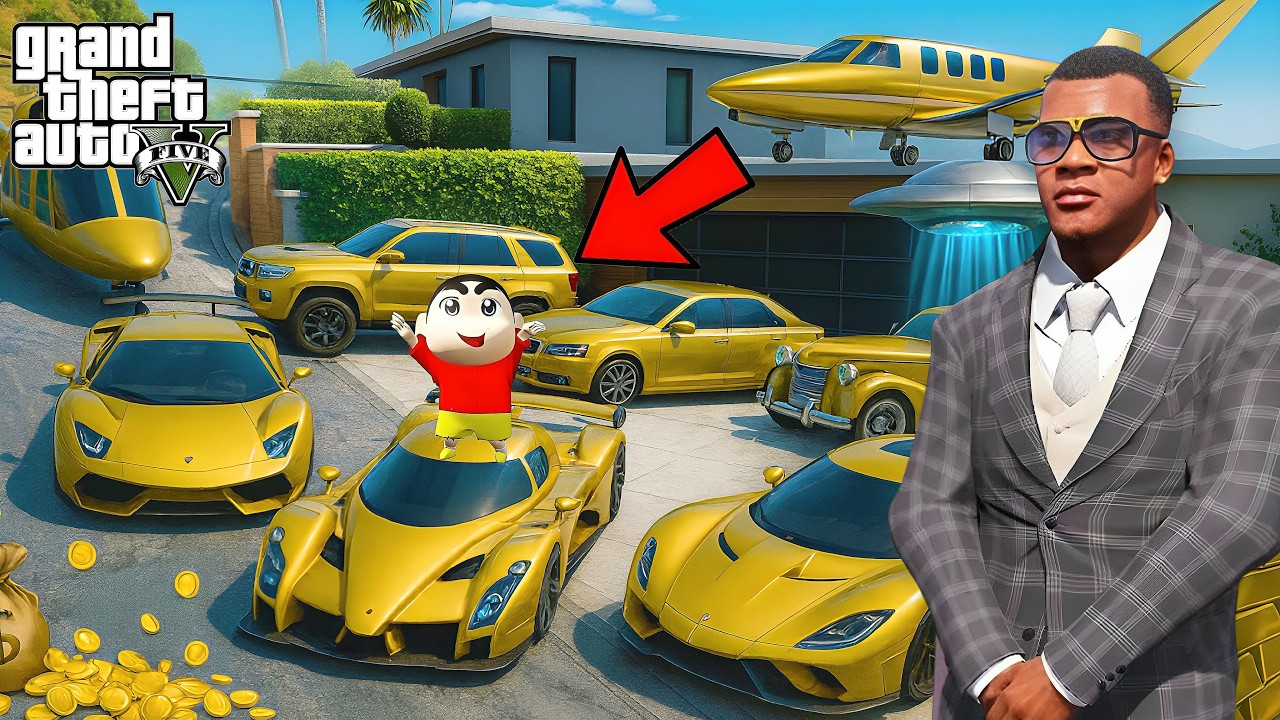 GTA 5 : Franklin Touch Anything Become Gold With Shinchan in GTA 5 ! in Telugu