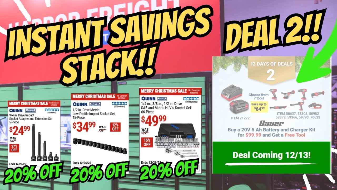 Harbor Freight Christmas Deal 2 Breakdown + Stackable Instant Savings