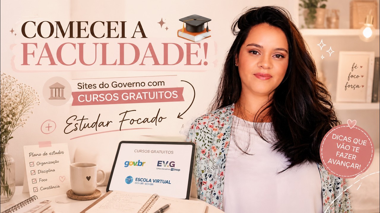 COMECEI A FACULDADE! 📚✨ Sites do Governo com CURSOS GRATUITOS +  Estudar Focado (sons isocrônicos)