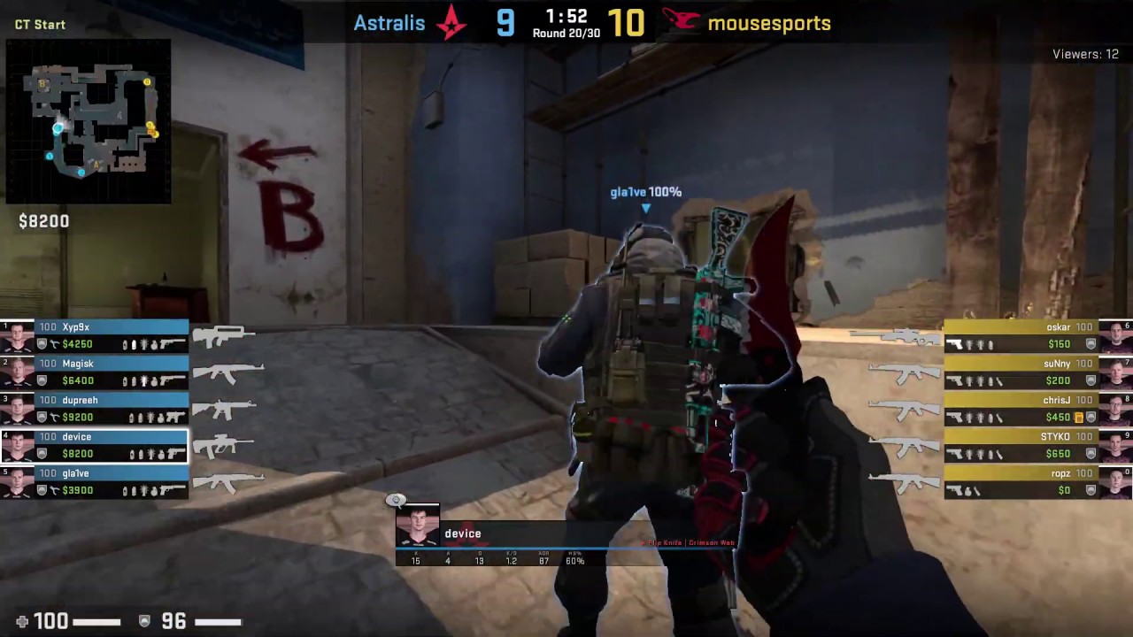 CS:GO POV Demo Astralis device (26/17) vs Mousesports (de_mirage)