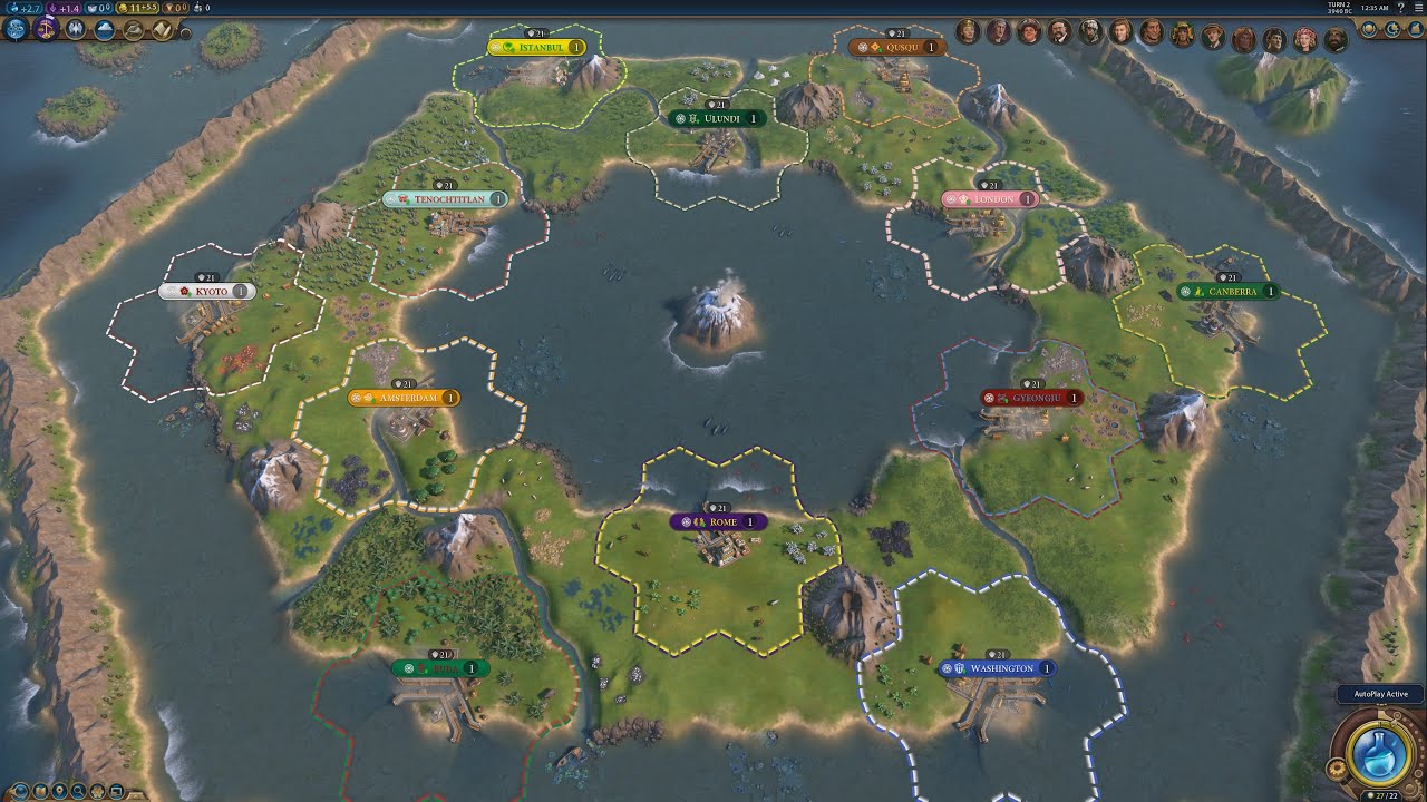 Civ 6 AI Only Timelapse: Donut of Mankind's Fate