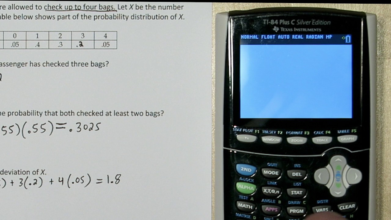 Discrete Random Variables: Mean Standard Deviation & Probability