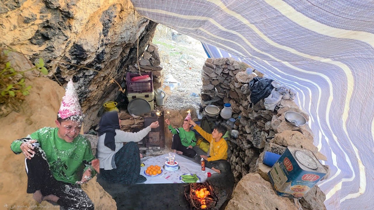 Nomadic life in a cave | Birthday Surprise in Zagros