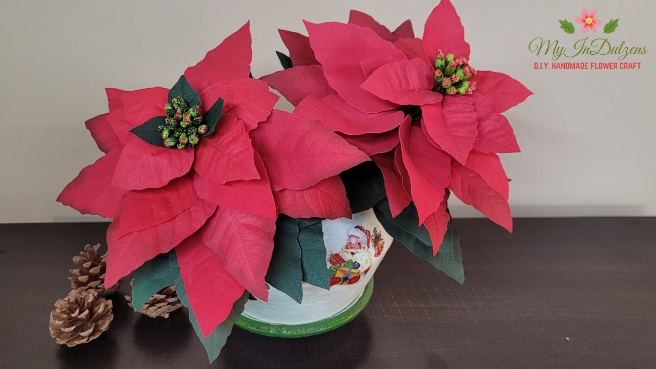 🎄🎅 DIY POINSETTIA CHRISTMAS FLOWER ⛄🎁