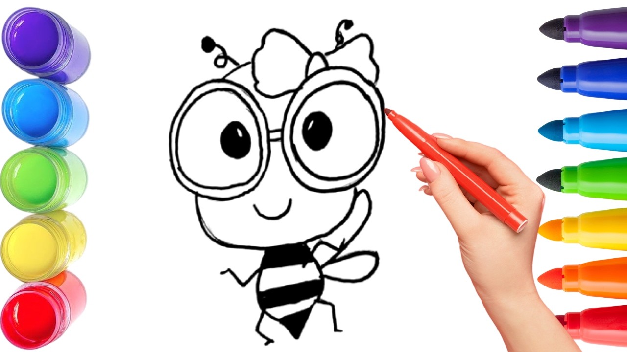 Как нарисовать милую пчелку. Рисование, раскрашивание и живопись для детей и малышей. Детское иск...