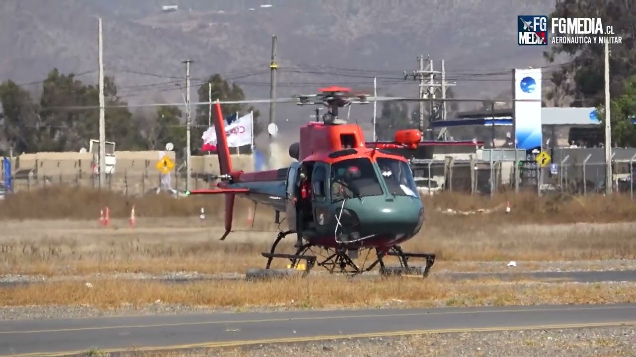 Helicóptero Airbus H125 de la Armada de Chile, realizando operaciones en el aeródromo La Florida.