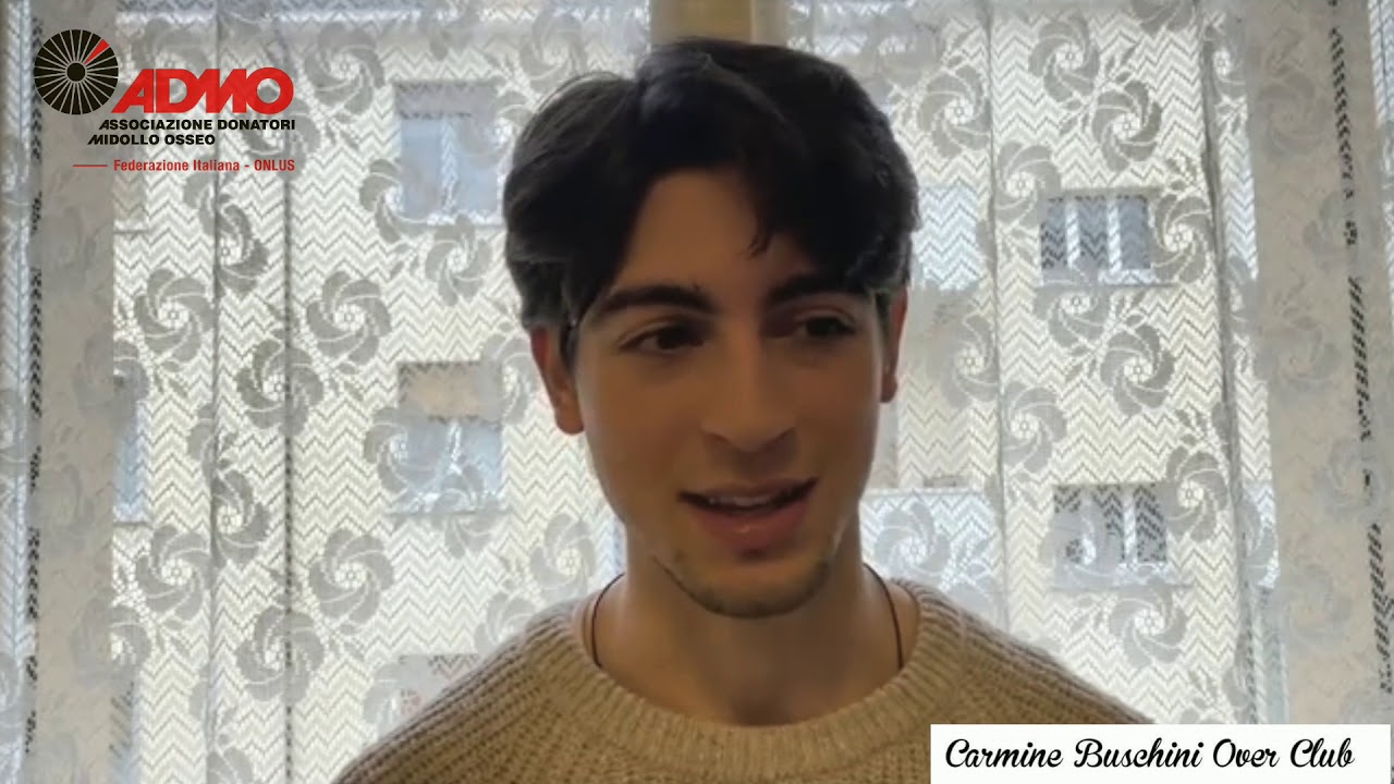 Carmine Buschini testimonial ADMO (associazione donatori midollo osseo)