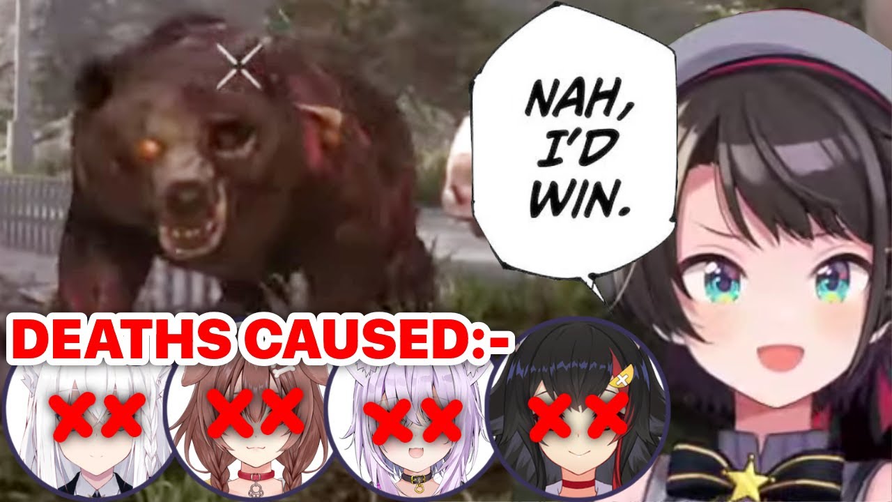 Subaru Provokes A Bear & Gets Mio, Okayu, Korone & Fubuki Killed (Hololive) [Eng Subs]