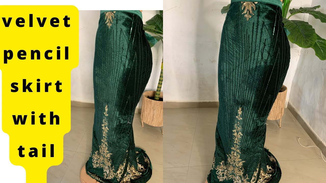 How to cut and sew a pencil skirt with tail (train)