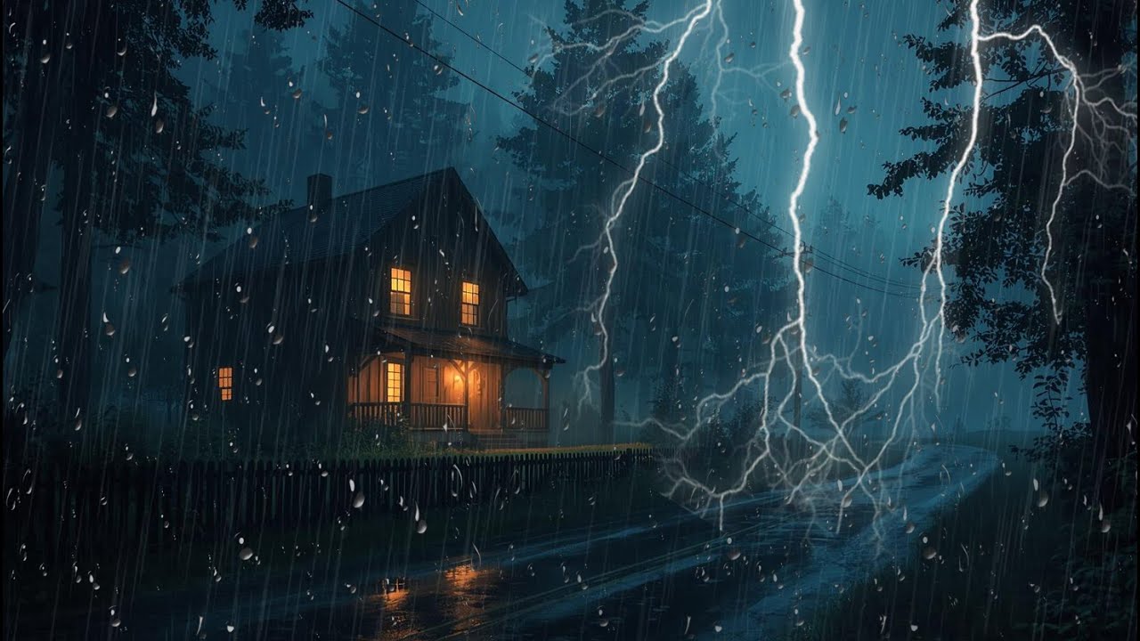 Release Stress and Sleep Deeply 😴 Heavy Rain & Thunder Sounds at Night relieve insomnia