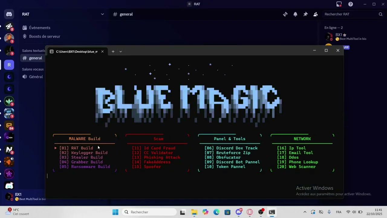 Blue Magic 2026 FULL RELEASE - RAT and Malware Builder, Scam Tool, Discord Toolkit & Network Tool