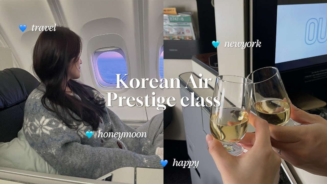 [VLOG] 인천-뉴욕 신혼여행 ✈️ㅣ대한항공 프레스티지 스위트ㅣB747-8ㅣ비행기에서 오로라보기 💖